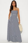 Anne Striped Maxi Dress - Navy